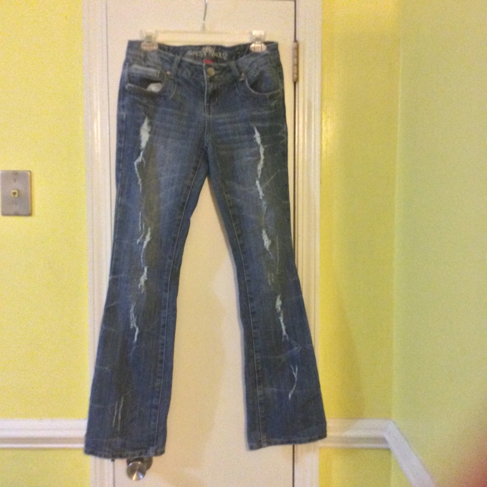 Almost famous distressed blue jeans